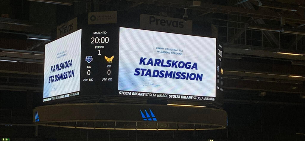 Jumbotron på BIK-match, Karlskoga Stadsmission